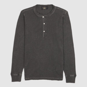 Double RL Long Sleeve Waffle Henley Shirt - dark green