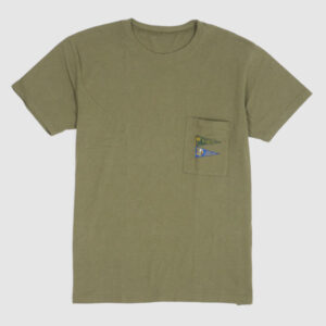 Kapital Basic Crew Neck Pocket Flag T- Shirt - olive