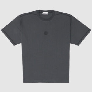 Stone Island Crew Neck Organic Cotton  Embroidered  Logo T-Shirt - charcoal