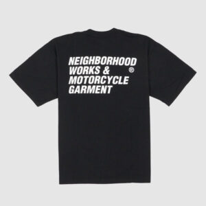 Neighborhood Short Sleeve Motorcycle  Garment Back Print Crew Neck T-Shirt - black