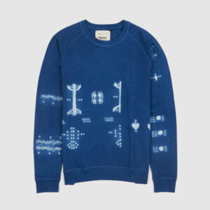 11.11 / eleven eleven Crew Neck Printed Sweatshirt - indigo