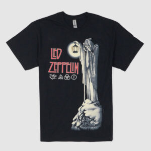 Tee Led Zeppelin Tee Hermit Crew Neck Rock T-Shirt - black