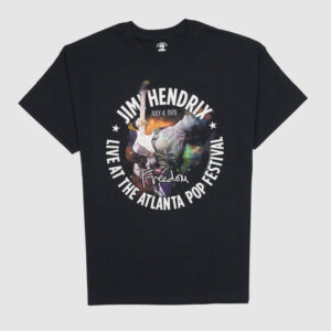 Jimi Hendrix Antlanta  Festival 1970 Crew Neck Basic Classic Rock T-Shirt - black