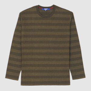 Junya Watanabe Man Striped Long Sleeve Crew Neck T-Shirt - olive